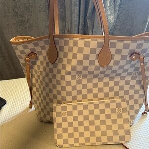 Louis Vuitton Beige and Brown Checkered Tote